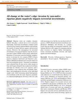 Invasion by Non-Native Riparian Plants Negatively Impacts Terrestrial Invertebrates