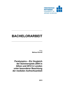 BACHELORARBEIT Paralympics