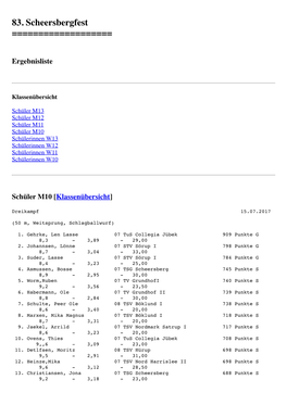 Ergebnisliste Wimpelwettkampf 15.07.2017 Scheersberg