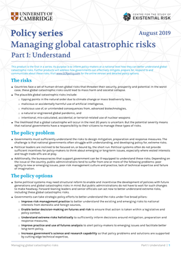 Policy Series Managing Global Catastrophic Risks