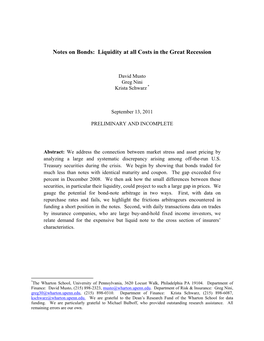 Notes on Bonds: Liquidity at All Costs in the Great Recession