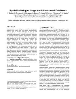 Spatial Indexing of Large Multidimensional Databases I