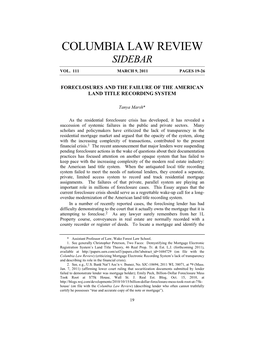 Foreclosures and the Failure of the American Land Title Recording System