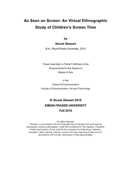 An Virtual Ethnographic Study of Children's Screen Time