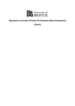 Regulations and Code of Practice for Research Degree Programmes