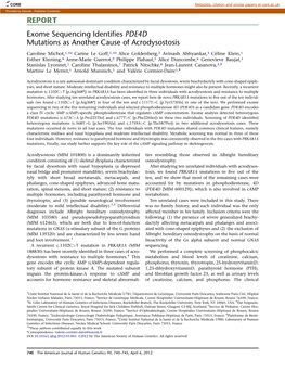 Exome Sequencing Identifies PDE4D Mutations As Another Cause of Acrodysostosis