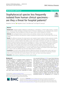 Staphylococcal Species Less Frequently Isolated from Human