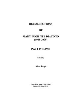 Recollections of Mary Pugh Née Diacono (Part 1 1918-1950) Page 2