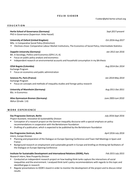 Felix Sieker CV