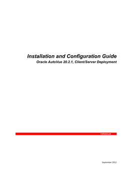 Installation and Configuration Guide Oracle Autovue 20.2.1, Client/Server Deployment