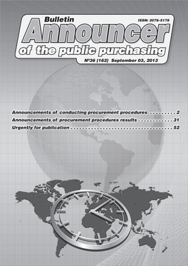 Of the Public Purchasing Announcernº36 (162) September 03, 2013