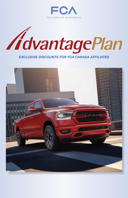 EXCLUSIVE DISCOUNTS for FCA CANADA AFFILIATES Welcome to the EXCLUSIVE DISCOUNTS for FCA CANADA AFFILIATES