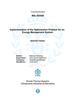 Implementation of the Optimization Problem for an Energy Management System