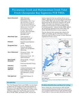 Piscataway Creek and Mattawoman Creek Tidal Fresh Chesapeake Bay Segments PCB TMDL