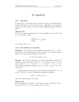 16. Ergodicity