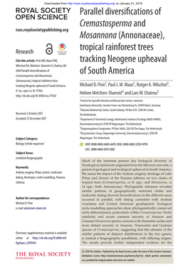 Parallel Diversifications of Cremastospermaand Mosannona(Annonaceae), Tropical Rainforest Trees Tracking Neogene Upheaval Of