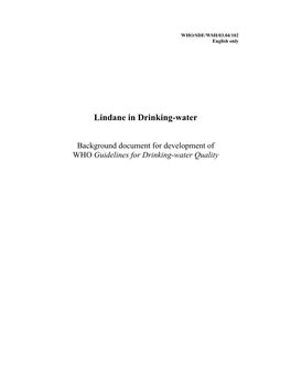 Lindane in Drinking-Water