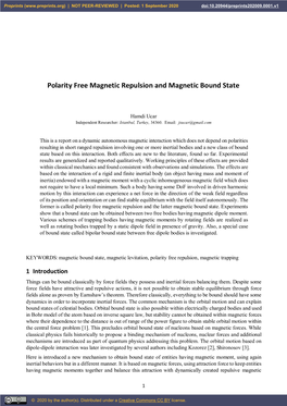 Polarity Free Magnetic Repulsion and Magnetic Bound State