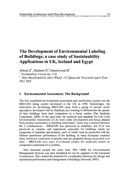 The Development of Environmental Labeling of Buildings; a Case Study of Sustainability Applications in UK, Ieeland and Egypt