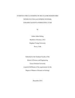 EVIDENCE for CLUSTERING of DELTA-LOBE RESERVOIRS WITHIN FLUVIO-LACUSTRINE SYSTEMS, JURASSIC KAYENTA FORMATION, UTAH by Galen