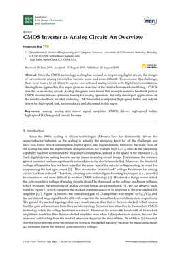 CMOS Inverter As Analog Circuit: an Overview