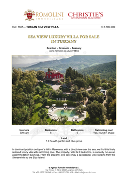 Ref. 1855 – TUSCAN SEA VIEW VILLA € 3.500.000