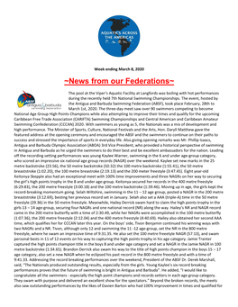 News from Our Federations~