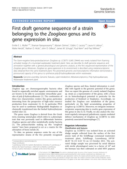 First Draft Genome Sequence of a Strain Belonging to the Zoogloea Genus and Its Gene Expression in Situ Emilie E