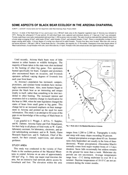 Some Aspects of Black Bear Ecology in the Arizona