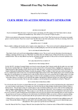 Minecraft Free Play No Download