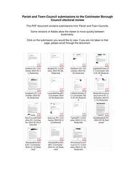 Parish and Town Council Submissions to the Colchester Borough Council Electoral Review