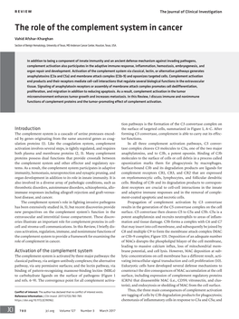 The Role of the Complement System in Cancer