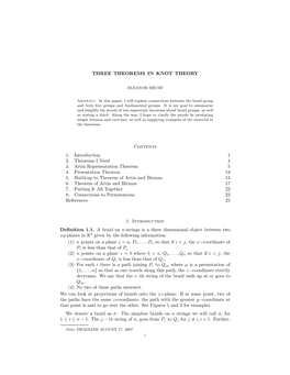 Three Theorems in Knot Theory