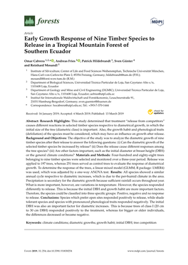 Early Growth Response of Nine Timber Species to Release in a Tropical Mountain Forest of Southern Ecuador