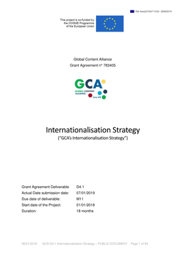 Internationalisation Strategy (“GCA’S Internationalisation Strategy”)