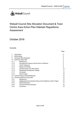 Walsall Council SAD & AAP Habitats Regulations Assessment Report