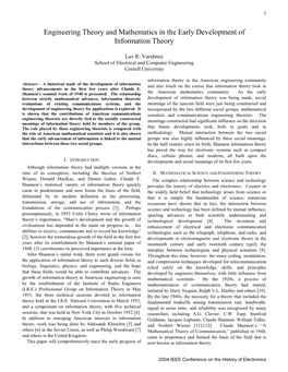 Engineering Theory and Mathematics in the Early Development of Information Theory