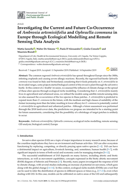 Investigating the Current and Future Co-Occurrence of Ambrosia Artemisiifolia and Ophraella Communa in Europe Through Ecological Modelling and Remote Sensing Data Analysis