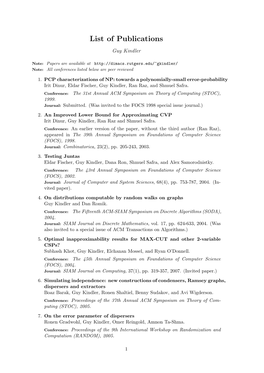 List of Publications