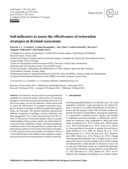 Soil Indicators to Assess the Effectiveness of Restoration Strategies in Dryland Ecosystems