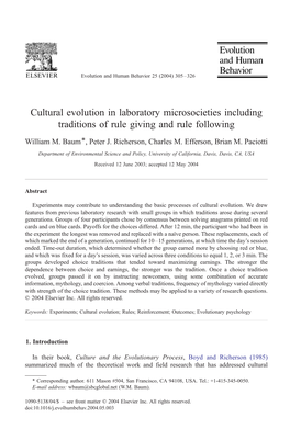 Cultural Evolution in Laboratory Microsocieties Including Traditions of Rule Giving and Rule Following