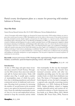 Partial County Development Plans As a Means for Preserving Wild Reindeer Habitats in Norway