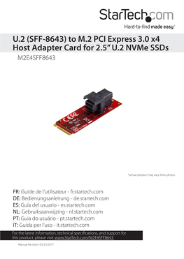 M2E4SFF8643 U.2 to M.2 Host Adapter Manual
