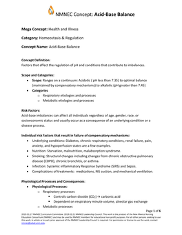 NMNEC Concept: Acid-Base Balance