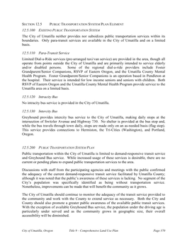 Section 12.5 Public Transportation System Plan Element