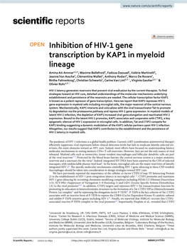 Inhibition of HIV-1 Gene Transcription by KAP1 in Myeloid Lineage
