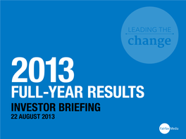 Fairfax Media's 2013 Results