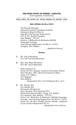 GANGTOK (Civil Appellate Jurisdiction)
