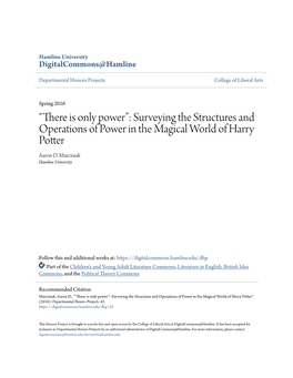 Surveying the Structures and Operations of Power in the Magical World of Harry Potter Aaron D