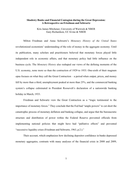 Shadowy Banks and Financial Contagion During the Great Depression: a Retrospective on Friedman and Schwartz